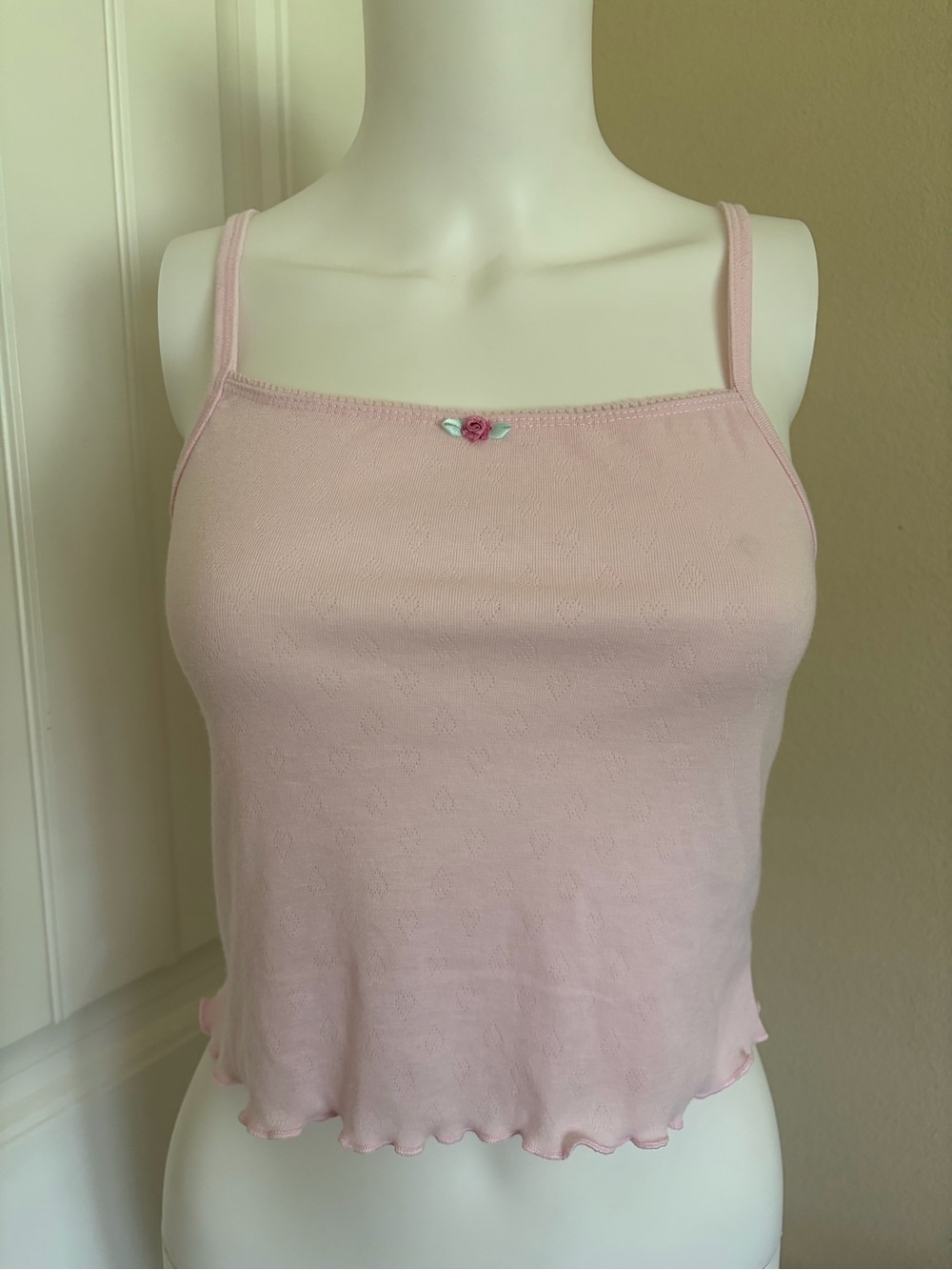 NEW WITHOUT TAGS Light Pink Cropped Floral Pajama Sleepwear Cami Top
